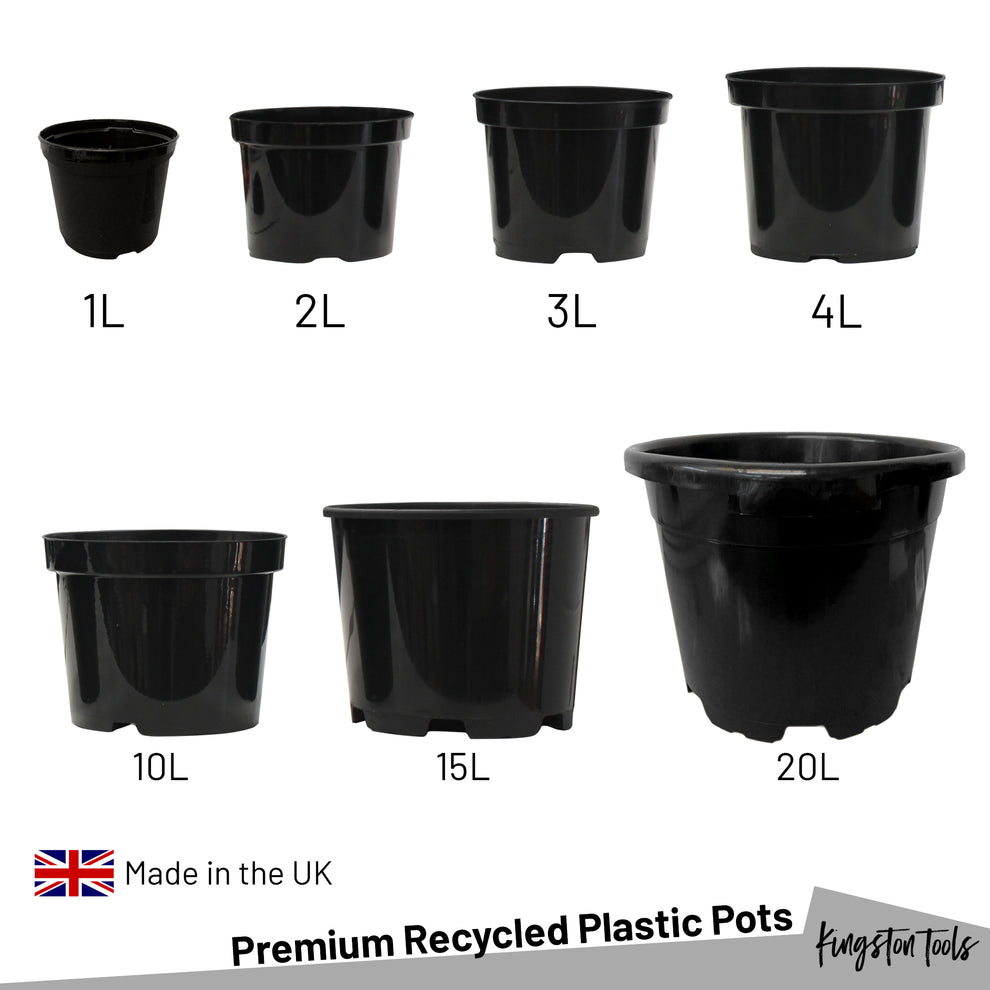 Premium Recycled Plastic Plant Pots High Quality Garden Planters - Bla ...